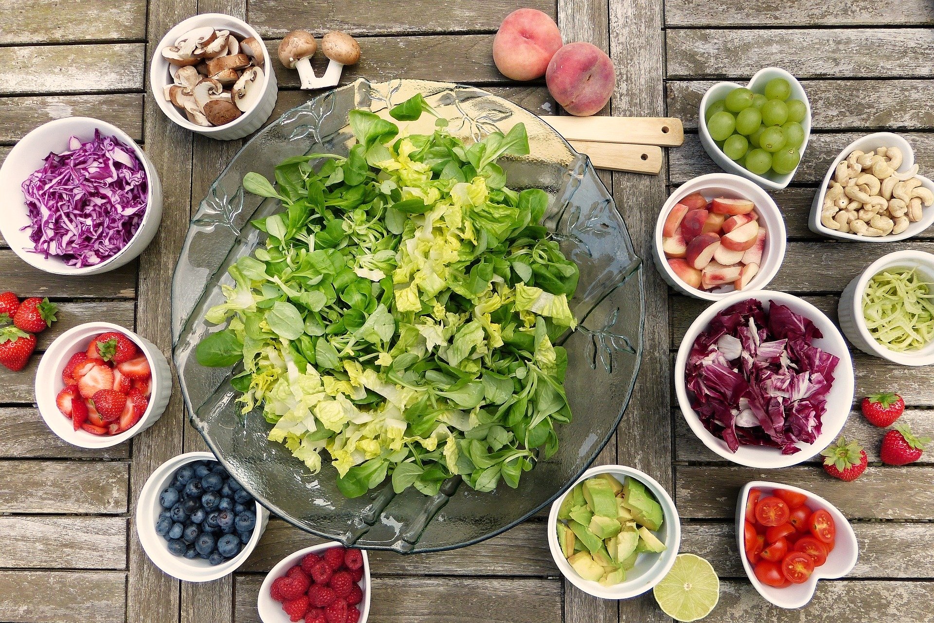 Components of a salad.