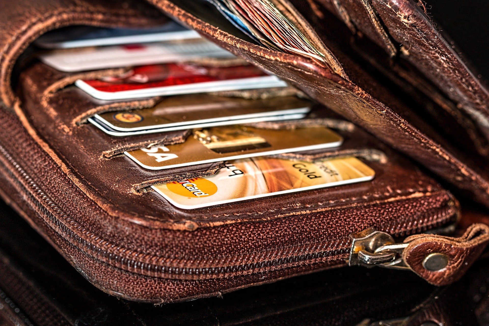 A wallet with credit cards