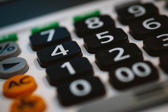 close up photograph of the number keys on a calculator