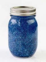 jar of blue and silver glitter and glue