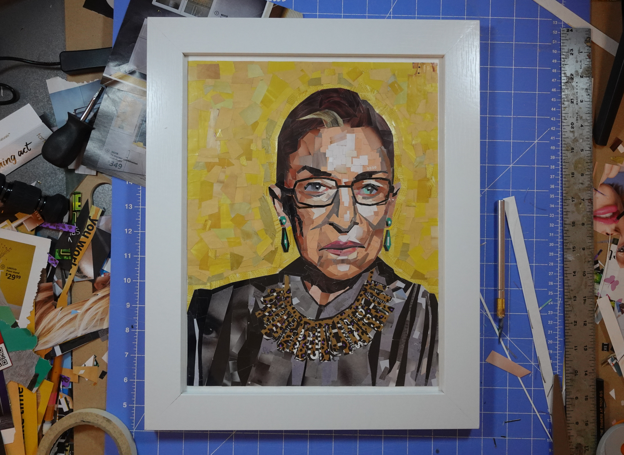 Magazine Mosaic of Ruth Bader Ginsburg (collage artwork)