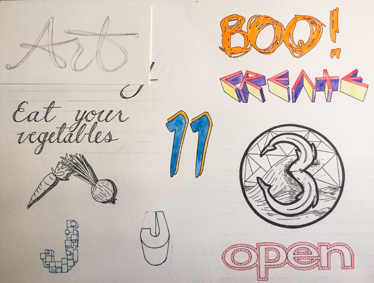 Examples of hand lettering
