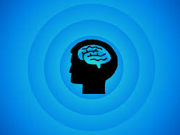 Brain Thinking with blue background