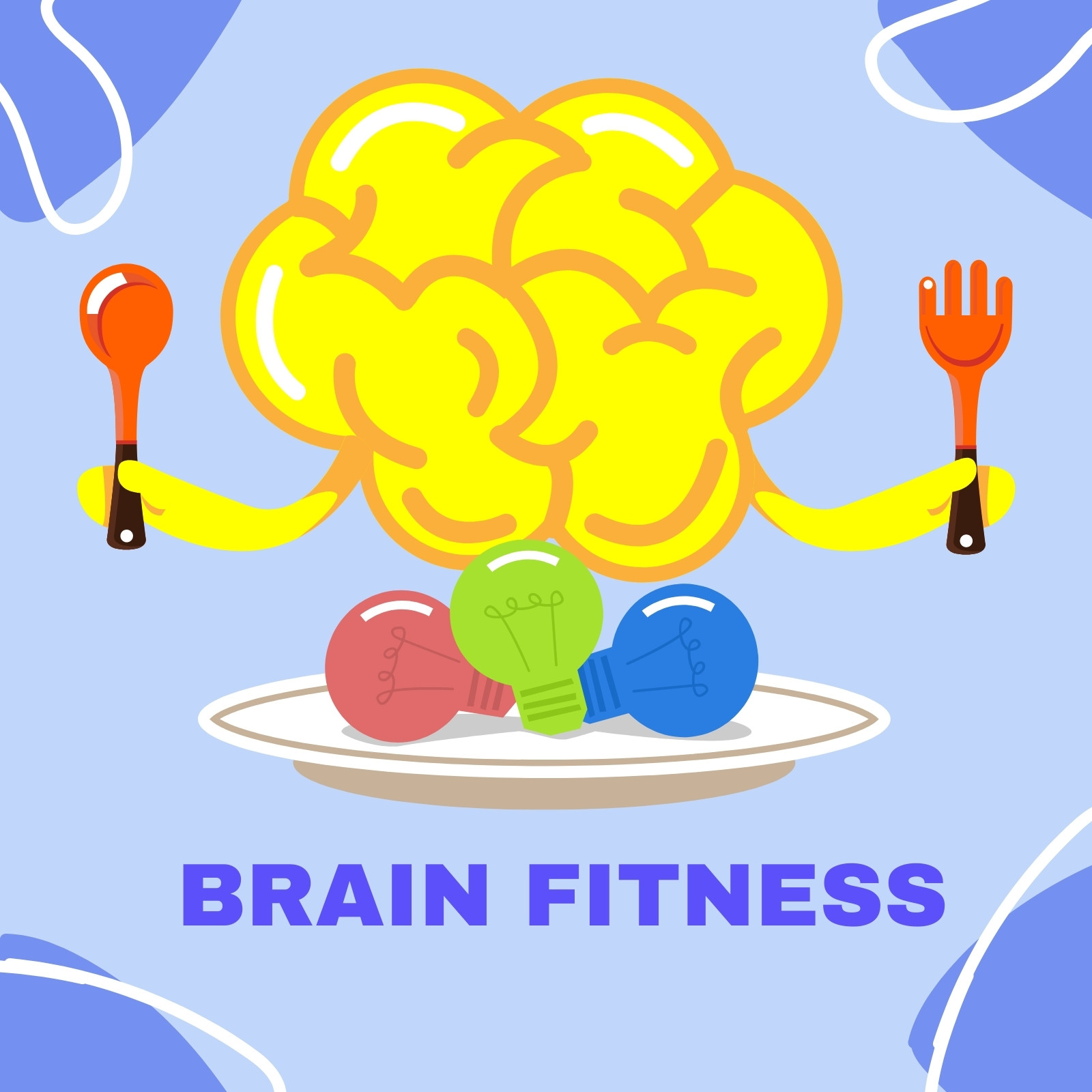 Image of a brain holding a spoon and a fork.
