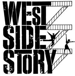 West Side Story Title with staircase and two dancers
