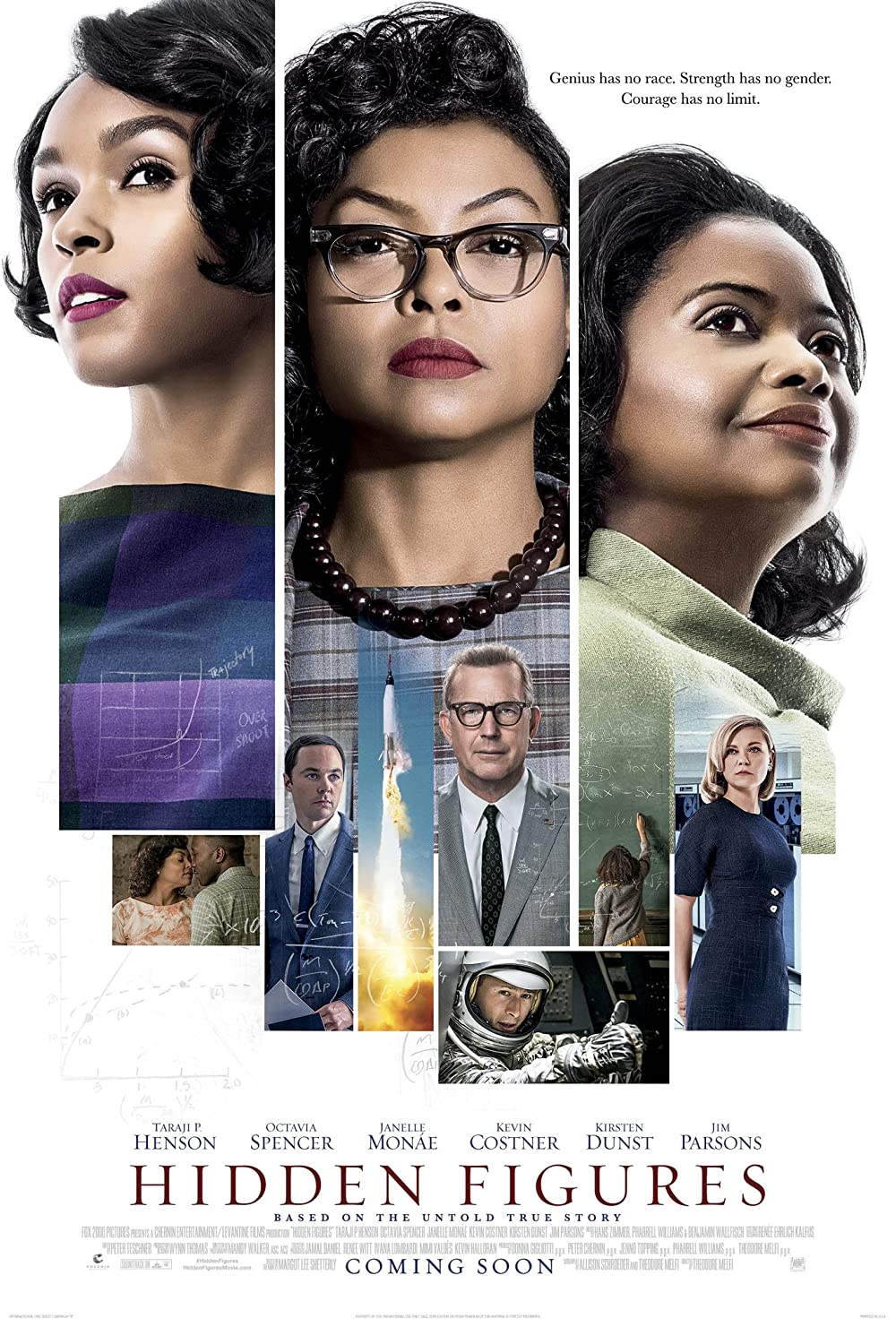 faces of three women and various cast members of hidden figures
