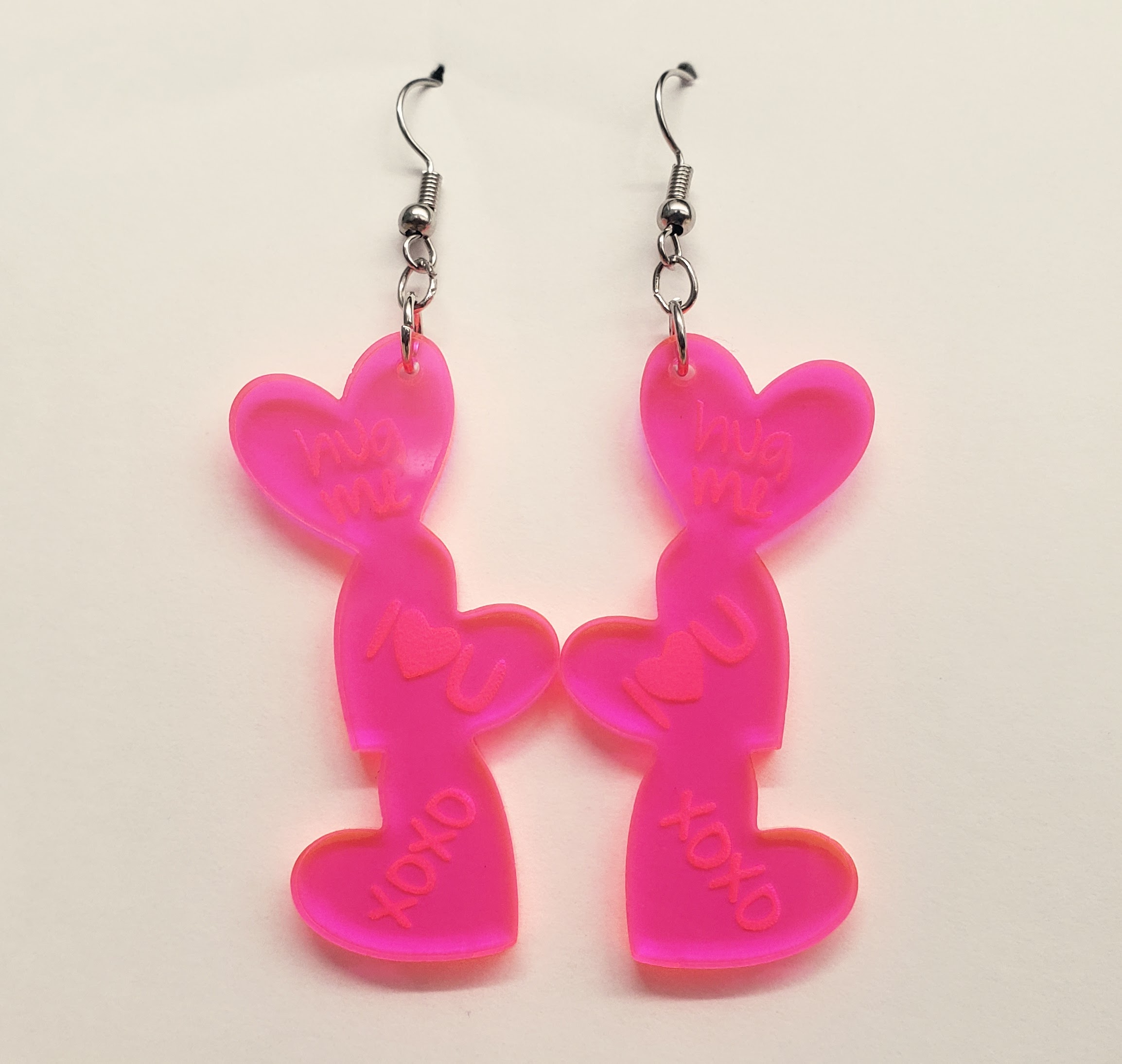 Hot pink valentines themed earrings