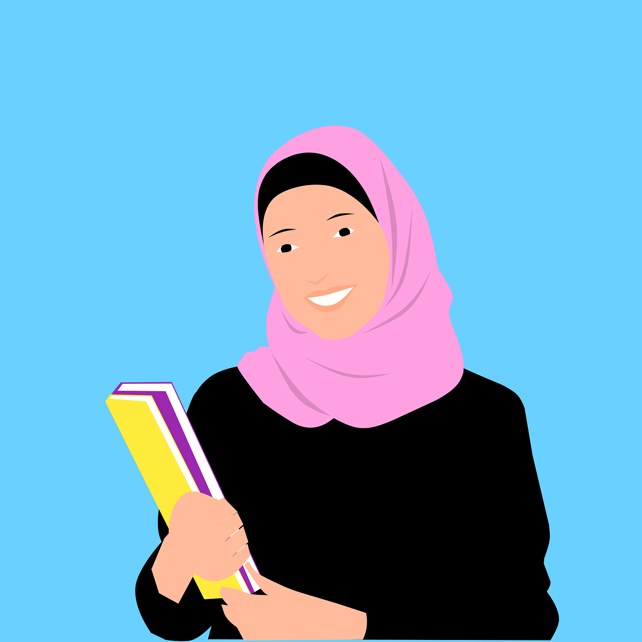 Woman wearing an hijab and carrying books
