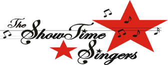 The ShowTime Singers written in script with red stars and musical notes