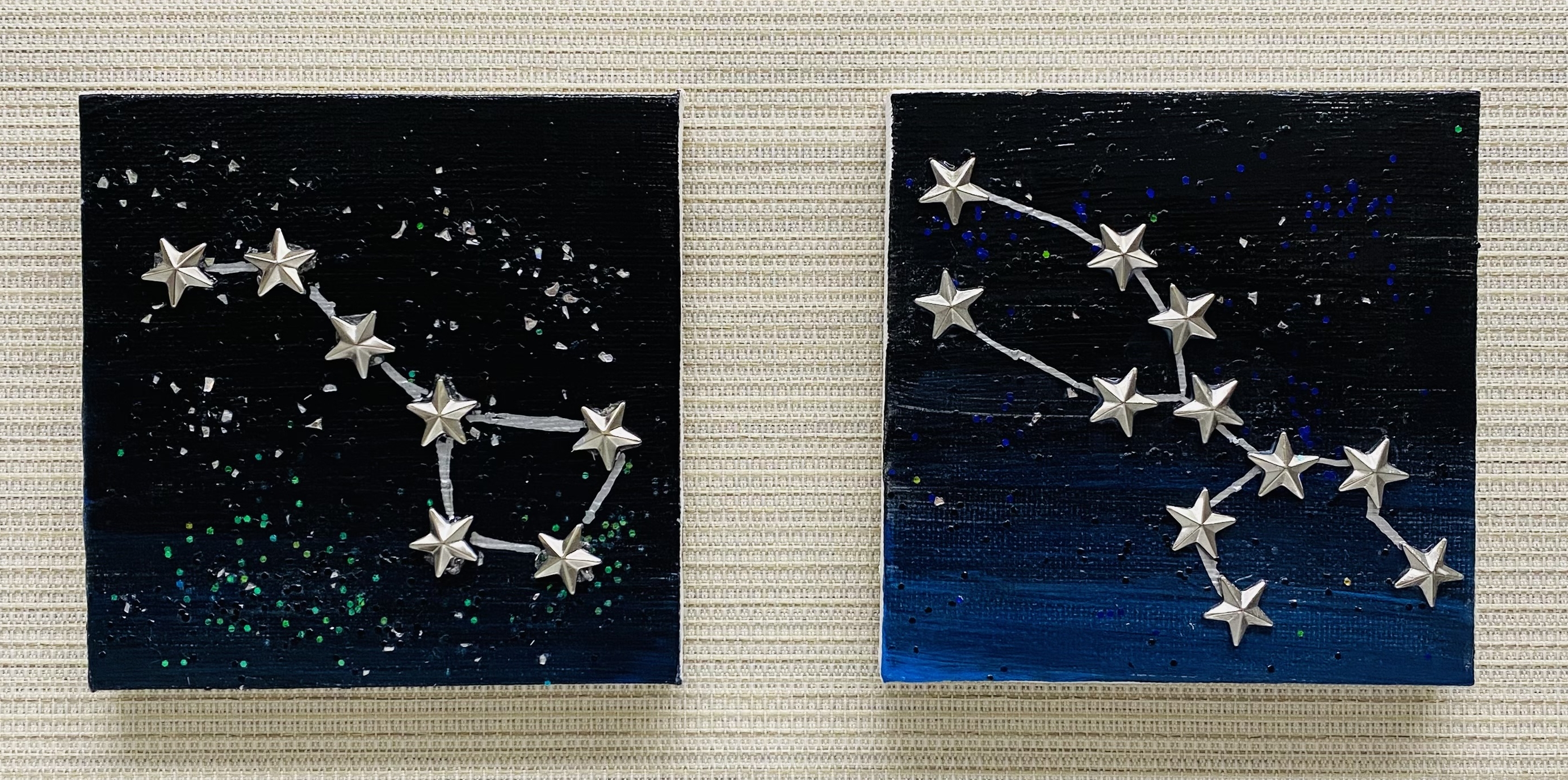 photo of two canvases with constellation art
