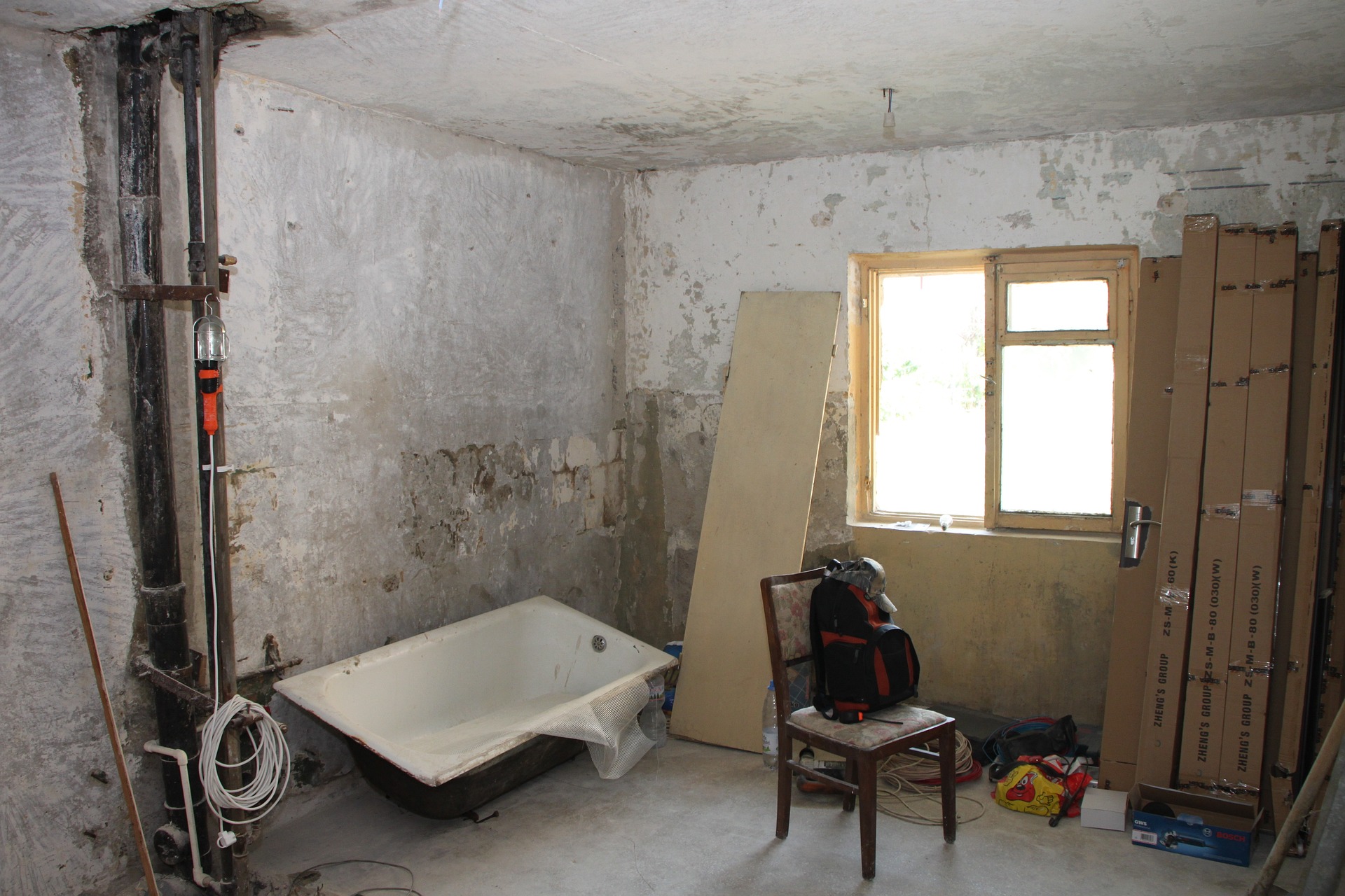 renovation site with tub