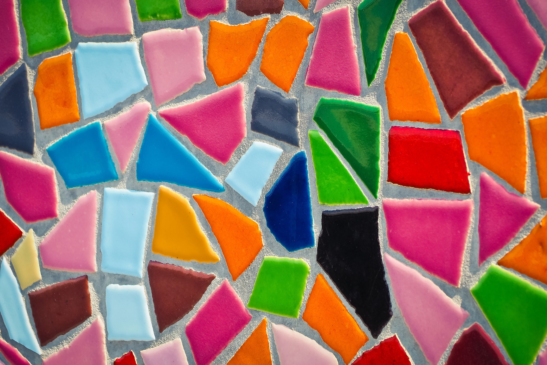 close-up of colorful mosaic tiles