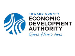 Howard County Economic Development Authority logo a circle with blue and white lines