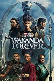 DVD cover for Black Panther Wakanda Forever showing cast members on blue background