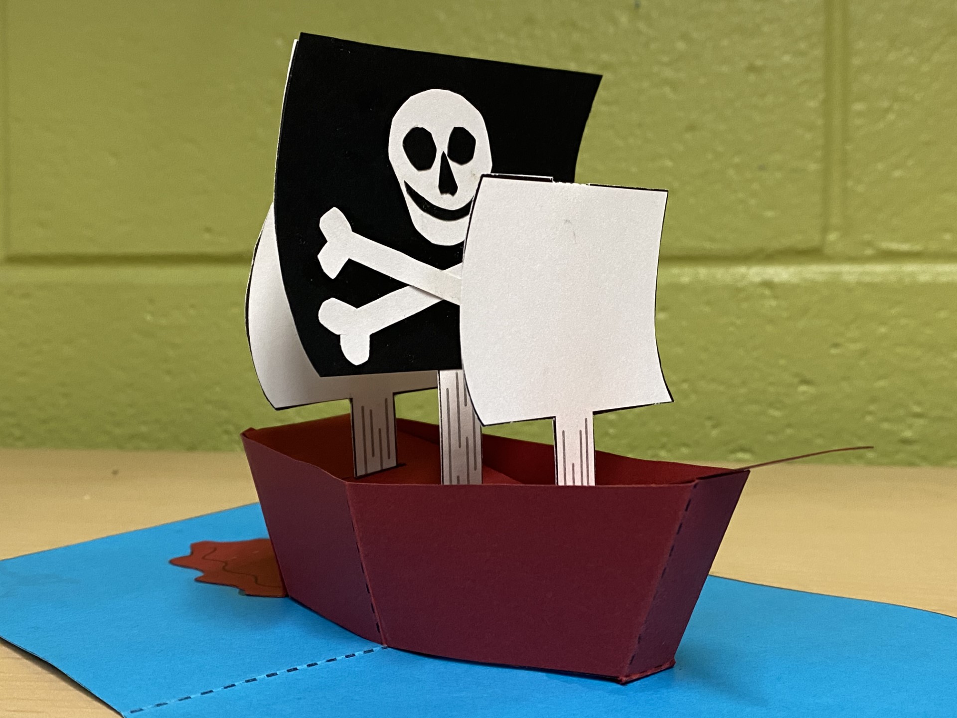 image of a pop up card of a pirate ship