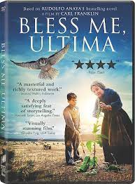 DVD cover art for Bless me Ultima two people  with plant and bird in the sky