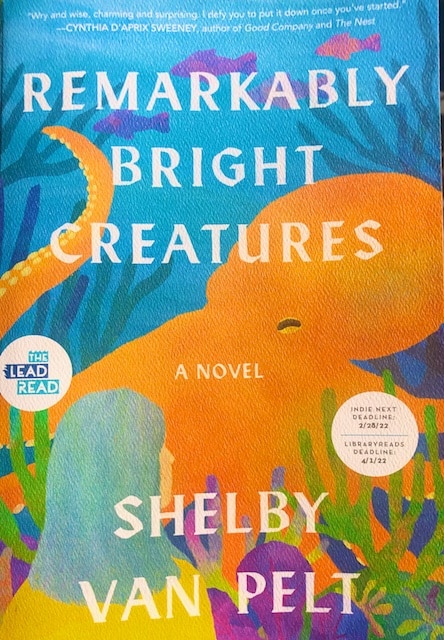 Book cover shows orange octopus in blue water.