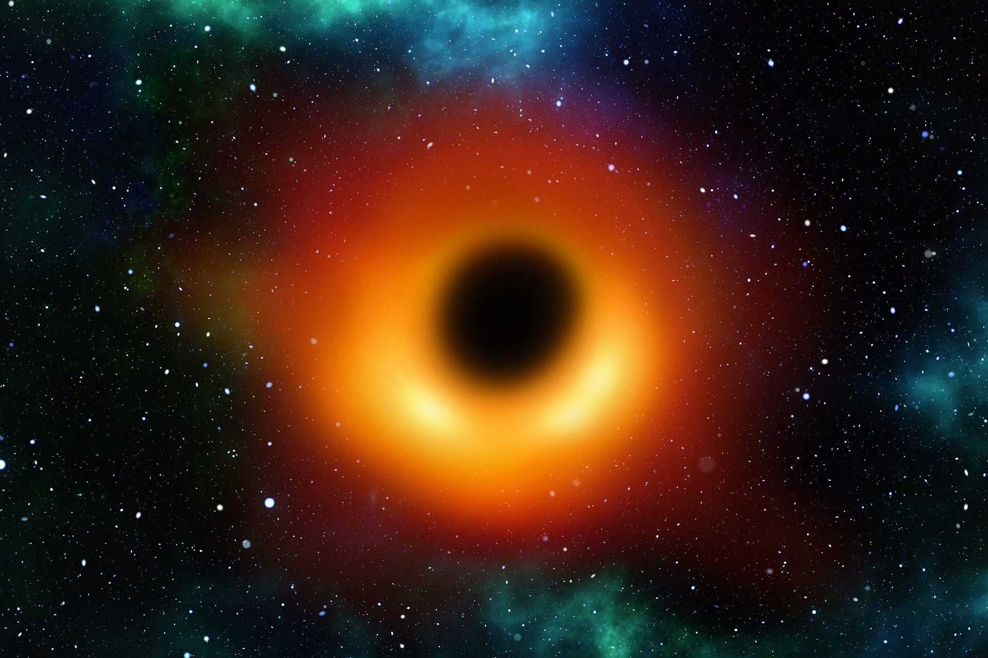This image depicts an artist's rendition of a black hole. 