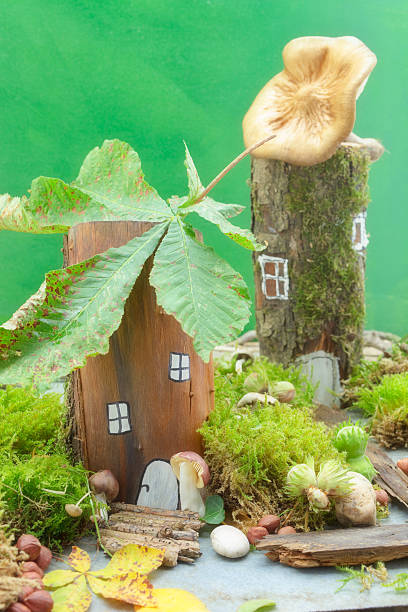tiny houses made of wood and leaves