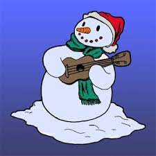 Snowman playing a ukulele