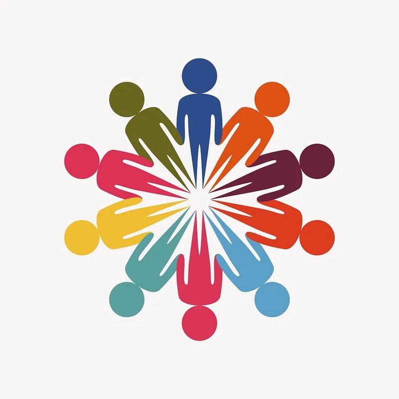 Clipart of multicolored people in a circle - Creative Commons