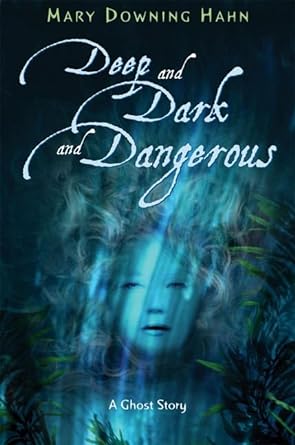 This image depicts the book cover of Deep and Dark and Dangerous, which is a dark blue wash of color over the face of a young child.
