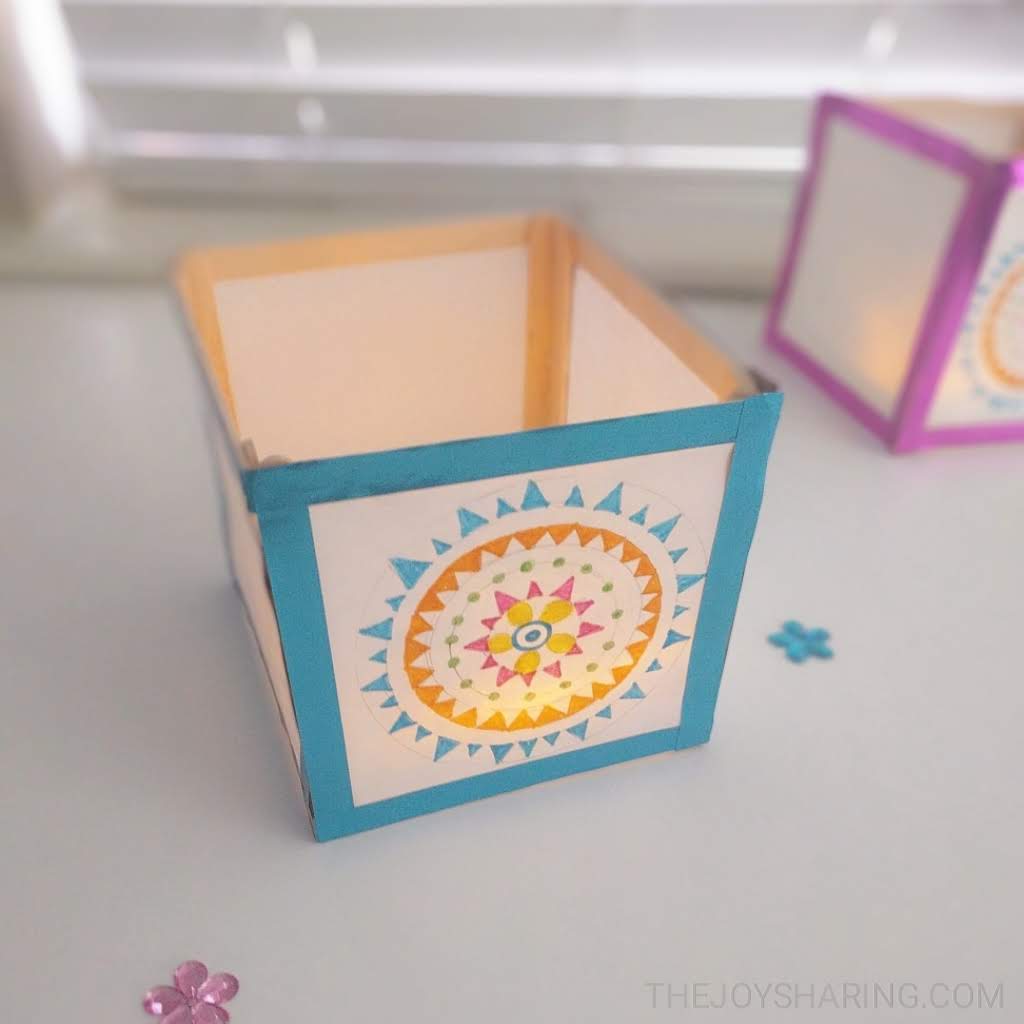 Example of Craft Stick Paper Lantern with mandala design - The Joy of Sharing