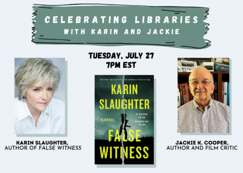 photo of Karin Slaughter and the book cover in the middle, and photo of Jack Cooper on the right