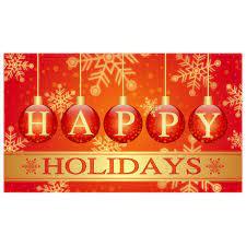 Happy Holidays in red and gold