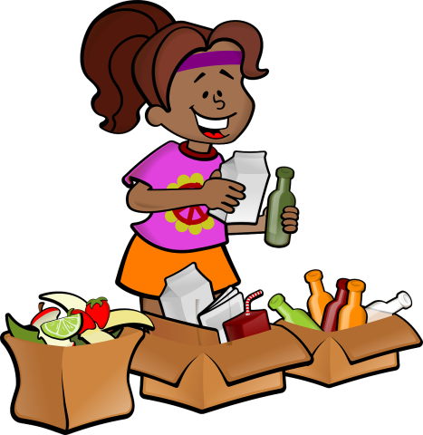 Black girl sorting recycling 