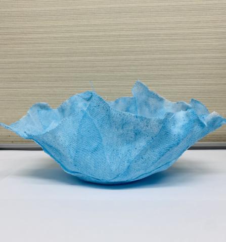 Blue hand-made gauze bowl