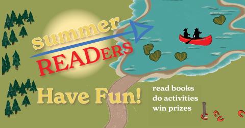 Summer READers Celebration text over graphic of a park and lake