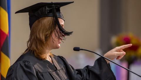 image of a graduate with tassel swinging from graduation cap