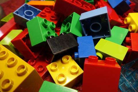 pile of multi colored lego bricks