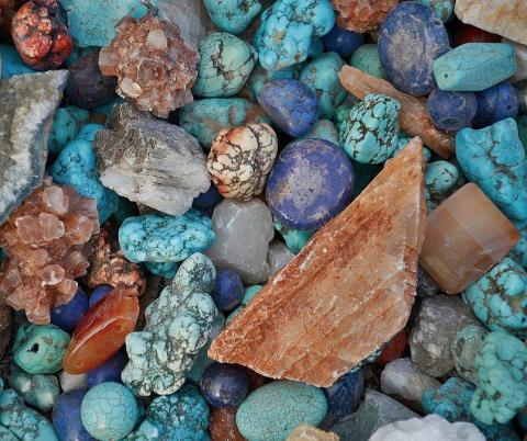 Close-up photo of a variety of rocks and stones in different colors