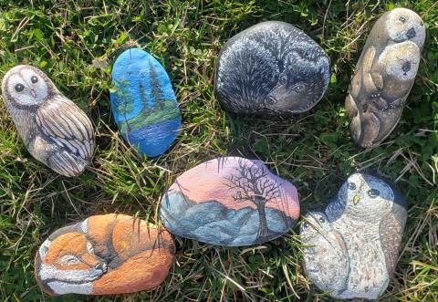 a selection of painted rocks