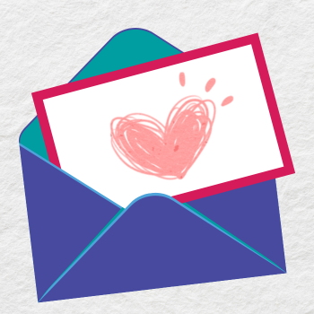 An envelope with a heart