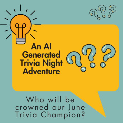 An AI Generated Generated Trivia Night Adventure with light bulb and question marks