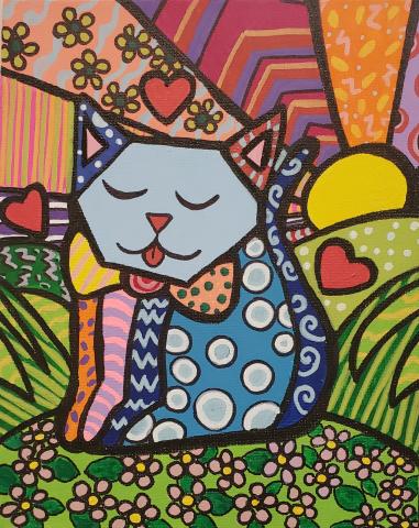 Britto inspired cat painting