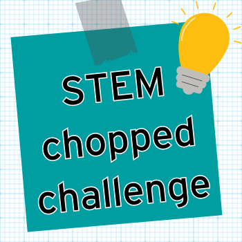 icon with the text "STEM chopped challenge" and a light bulb