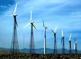 7 windmills in a row under a blue sky - Wikimedia