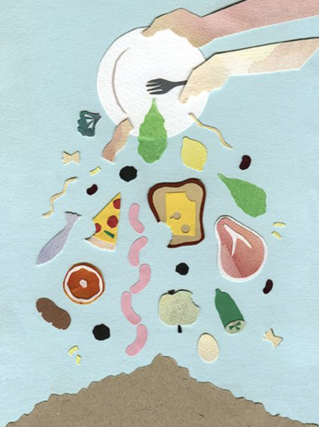 An illustration of someone wasting food.