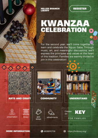 A flyer in red brown and green that talks about the meaning of the celebration