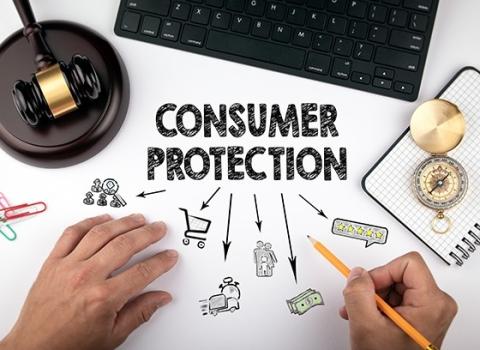 Consumer Protection is written out with arrows pointing to different topics.