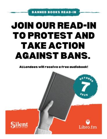 a hand holding a grey book with an orange banner at the bottom and a white background