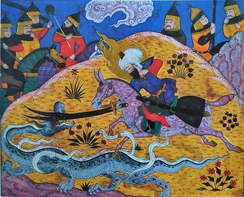 Persian painting of warriors