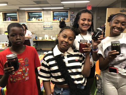 teens making glitter jars