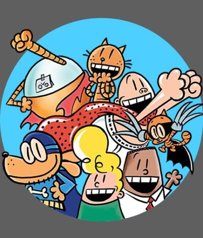 dav pilkey characters including petey, dog man, harold, george, captain underpants