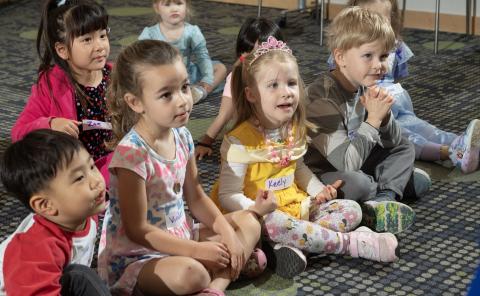 Children sitting for story time 