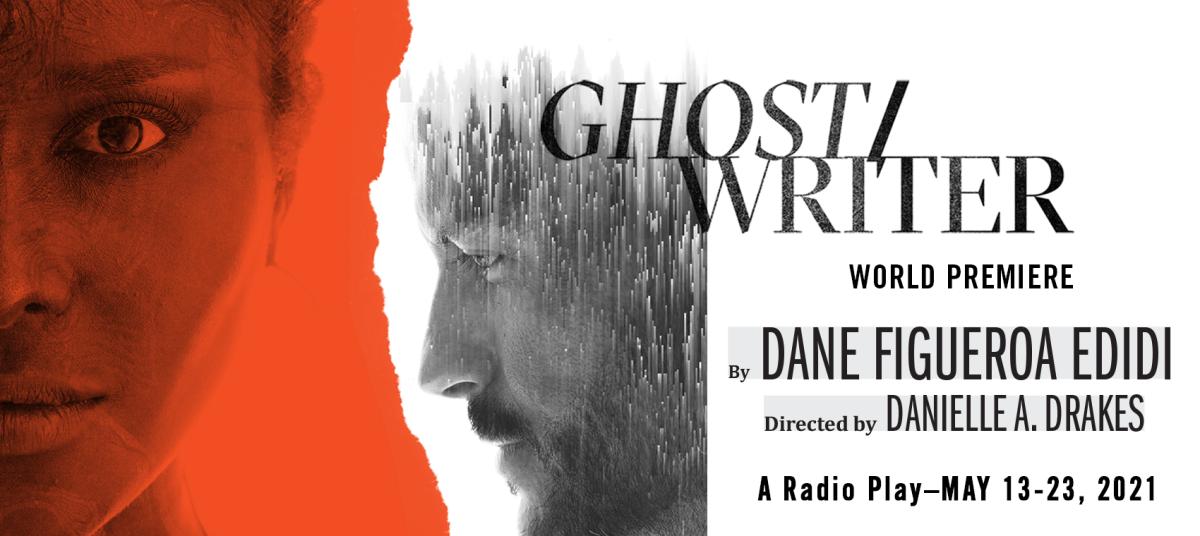 a half face of a woman with a red hue, the other half shows a profile view of a man